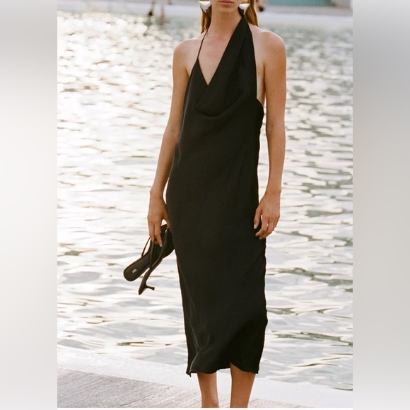 Zara halter asymmetrical midi dress - Picture 1 of 4